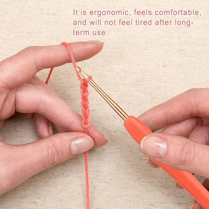 kgxulr 2.5 mm Crochet Hook, Aluminum Soft Grip Rubber Handle Needles Ergonomic Knitting Needles Crochet Needle for Beginners and Handmade DIY Knitting Crochet (2.5 mm)