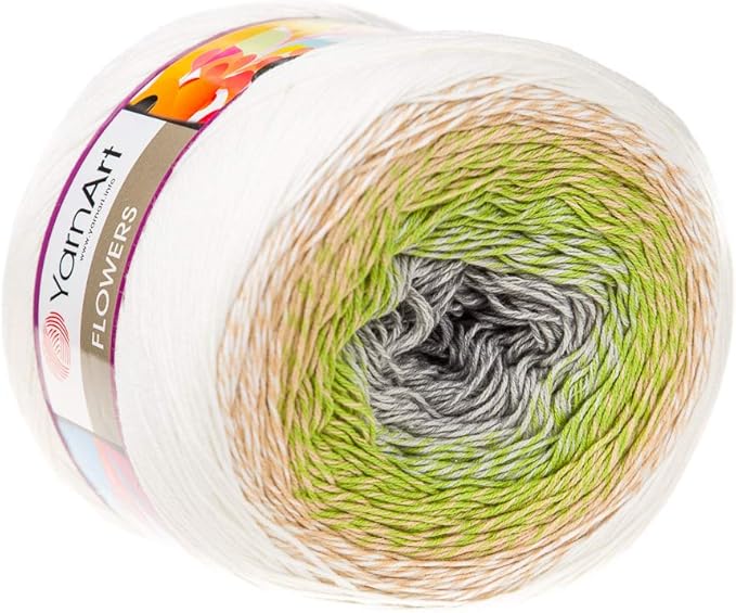 Yarn Art YarnArt Flowers Yarn 55% Cotton 45% Acrylic 250gr 1094yds Multicolor Cotton Yarn Rainbow Crochet Yarn Spring Summer - 1 Fine Sport Skein (274)