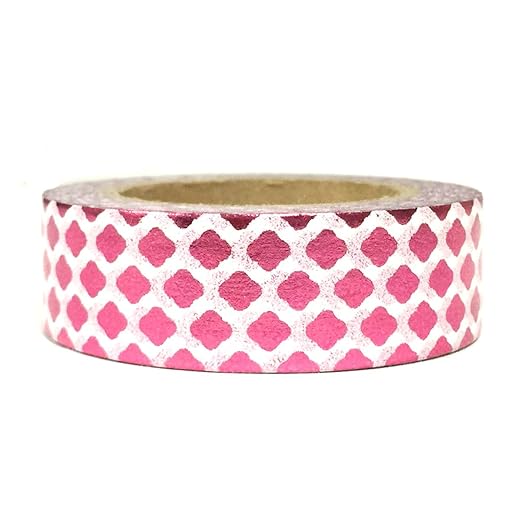 Wrapables Colorful Washi Masking Tape, Metallic Fuchsia Clovers