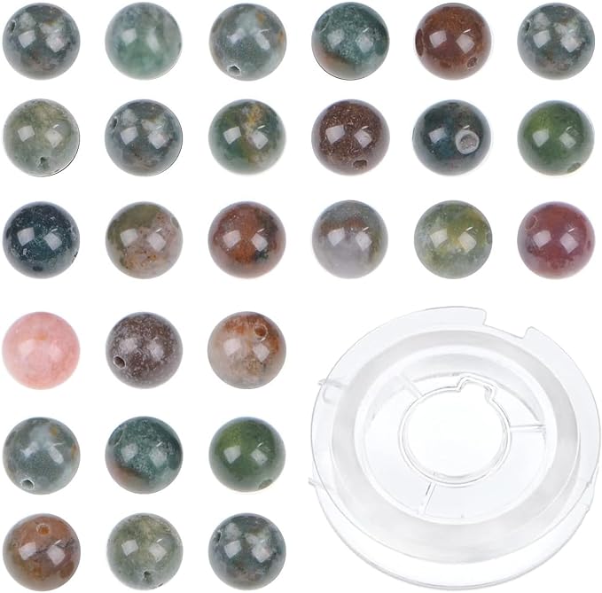 bymitel 6mm natural indian agate round beads gemstones genuine with 210pcs diy jewelry making unisex (6mm 210pcs, indian agate)