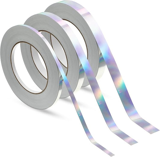 Zonon 3 Sizes Laser Colorful Self Adhesive Polyester Film Tape Washi Tape for Car Furniture Graphic Arts Walls Decor, 55 yds(5/10/15mm)