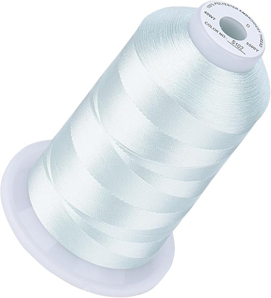 Simthread 5500Yds Embroidery Thread, 5000M High-Yardage 40WT 100% Polyester Thread – 170+ Vivid Colors, High-Speed Rated – Compatible with Brother, Singer, Janome & More - Whisper Gray S102