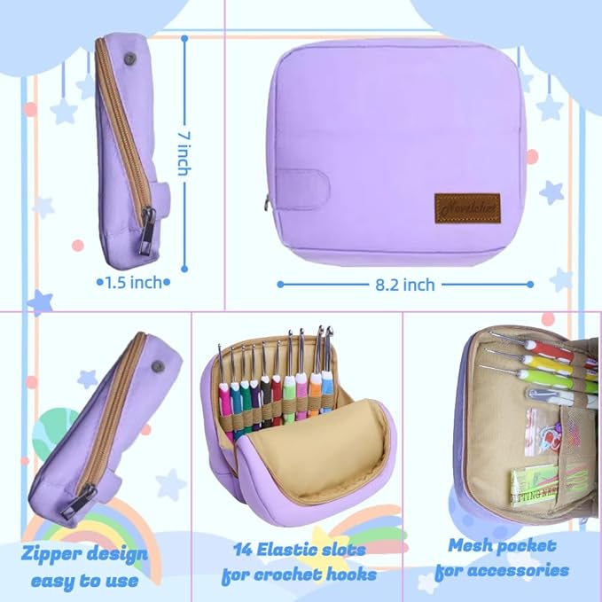 Novelchet Ergonomic Crochet Hooks Set, 13 Sizes Crochet Needles for Beginners with Case 2mm(B)-10mm(N)