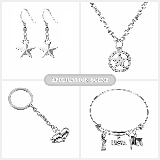 DanLingJewelry 100Pcs 10 Styles Patriotic Charms - Independence Day, Eagle, Flag, Statue of Liberty for Jewelry Making