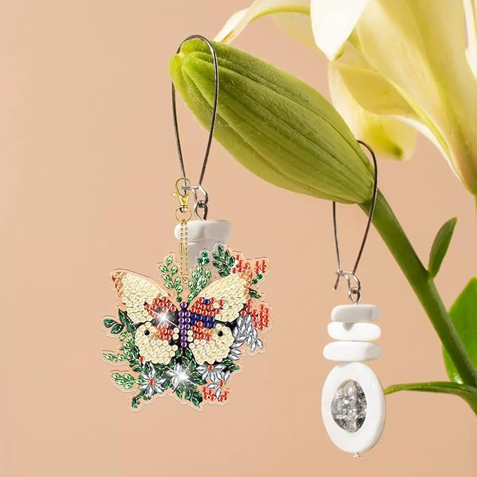 Diamond Painting Keychains Kits, Double Sided Diamond Art Keyrings for Adults, DIY Art Key Rings Ornaments Kits