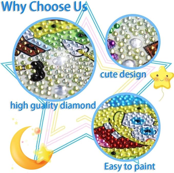 PERFECTSIGHT Cute 5D Diamond Art Kits with Wooden Frame, Kawaii DIY Painting Art for Adults Teen, Diamond Arts and Crafts Sets, Big Gem Full Drill Diamond Dots for Women Beginners (Pink Butterfly)