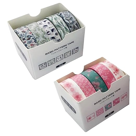 10 Rolls Washi Tape Set,Scrapbook Tape,Washi Tape Organizer,Decorative Tape,Vintage Floral Washi Tape Set,Creative Decorative Tapes,for Arts, DIY Crafts, Journals, Scrapbooking, Wrapping