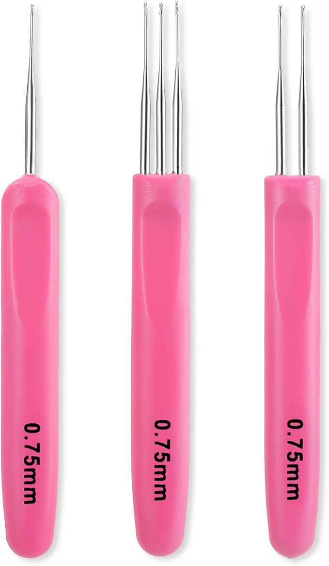 Mabor 3Pcs Dreadlock Crochet Hook, Dreadlock Needle Tool for Craft, Crochet Hook for Hair Braid Tool with Ergonomic Handle 0.75mm 1&2&3 Hooks