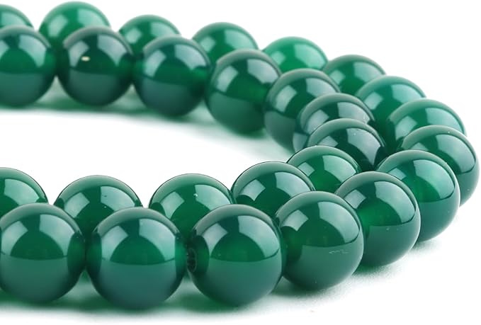 Natural Stone Beads for Jewelry Making - 10mm Gemstone Round Beads for Bracelets(35-37pcs, Green Agate)