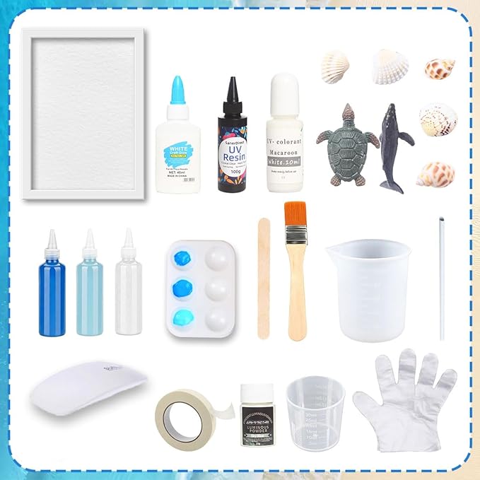 SanerDirect DIY Crafting Beach Ocean with Resin Art Kit, Themed Gifts for Adult, Girls, Couples, Ideal Resin Painting Gift Choice for Mother's Day, Halloween, Christmas, a Variety of Holidays