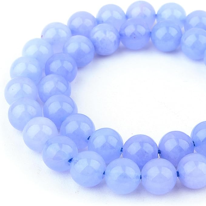 Jade Stone Beads for Jewelry Making - 10mm Gemstone Round Beads for Bracelets(35-37pcs, Aquamarine Jade)