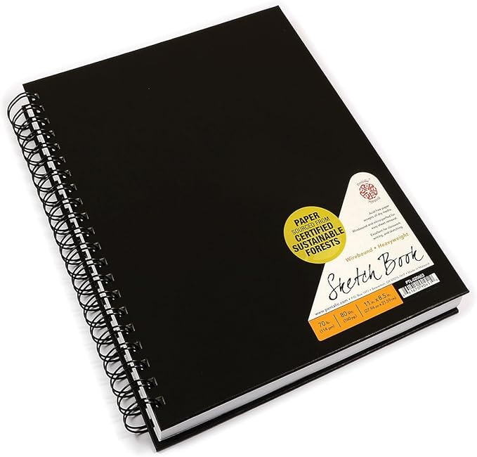 Pentalic - 4"x 6" Double Wirebound Sketchbook, 80 Sheets, Black