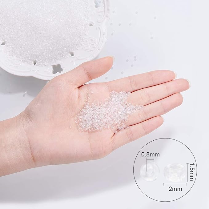 FINGERINSPIRE 11200pcs Glass Seed Beads 12/0 Small Craft Beads Loose Beads Kit(Clear) for for Adults DIY Bracelet Necklaces Crafting Jewelry Making Supplies(2mm, 6OZ)