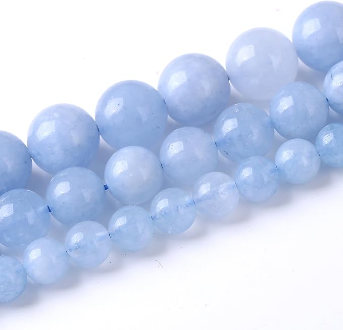 Dream Blue Chalcedony Stone Beads Jewelry Making Gemstone Round Crystal Bracelet Necklace 1 Strand 15.5inch 31PCS 12MM