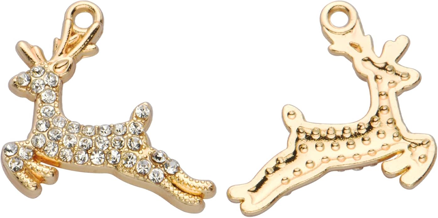 Pack of 20 Rhinestone Charms Gold Plated Pendants Pave Crystal Accessories for Necklace Bracelet Jewelry Making DIY Crafting