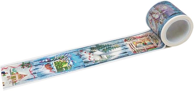 Wrapables Decorative Festive Wide Washi Masking Tape, 33mm x 5m, Christmas Scenery