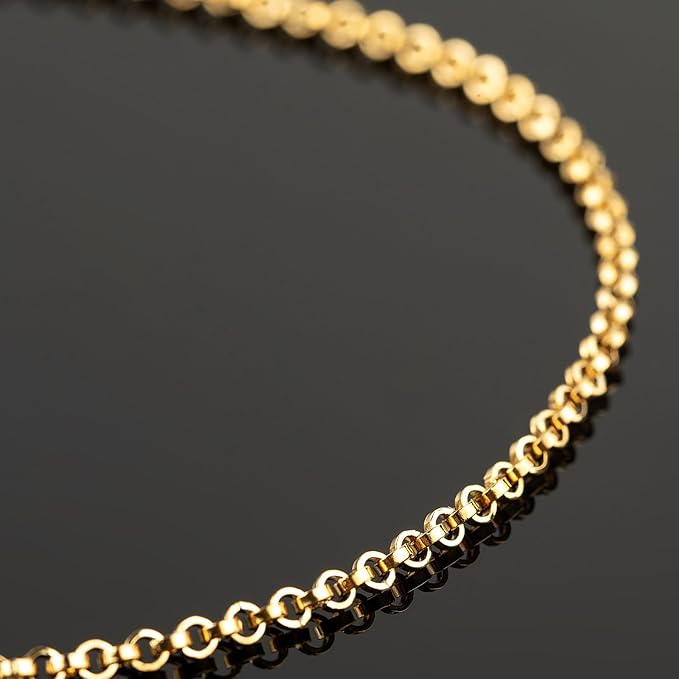 UMAOKANG 16.4 Feet Gold Plated Chain for Jewelry Making Stainless Steel Chains Bulk Flat Circle Link Chain Men and Women Necklace Bracelet DIY Jewelry Findings