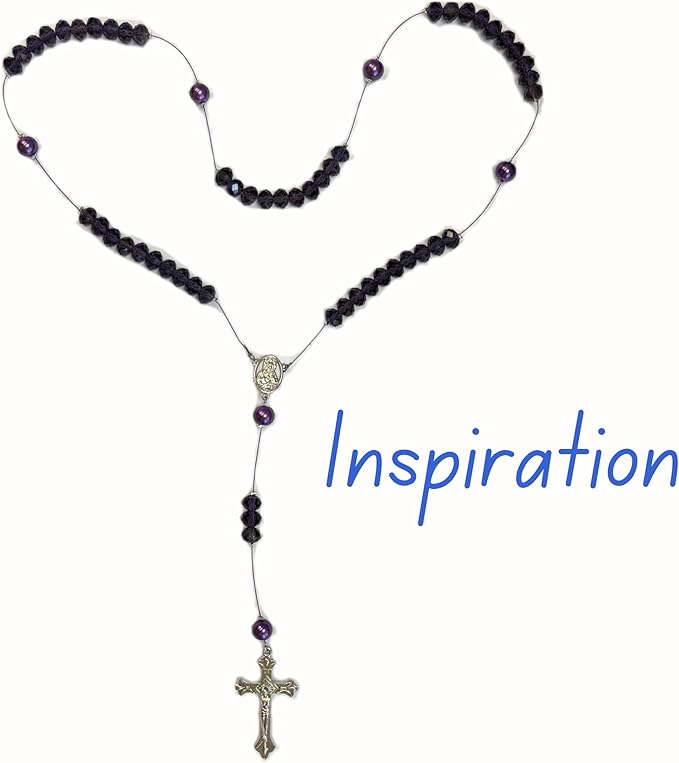 Linpeng Rosary Making Kit, Purple Catholic Prayer Necklace Supplies, DIY Jewelry Supplies, Gift for Beader, 1 Pack