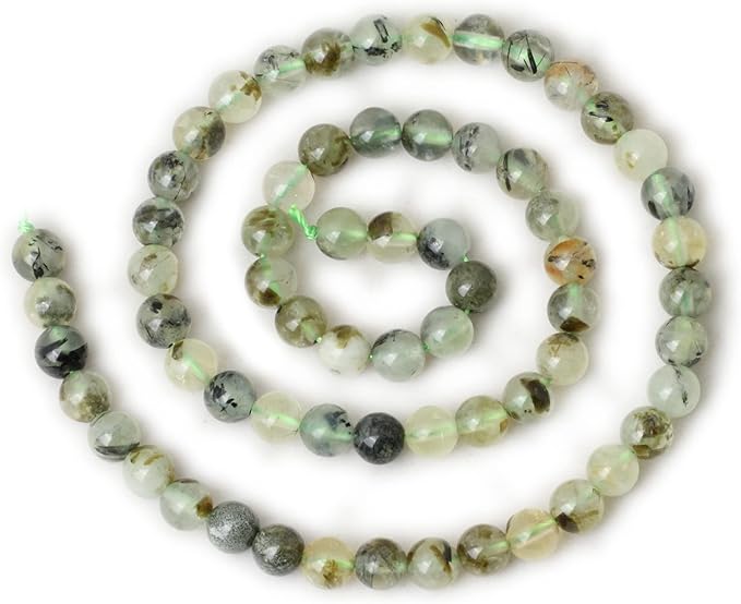 cheavian 60pcs 6mm natural prehnite gemstone smooth surface round loose beads for jewelry making 1 string 15 inches