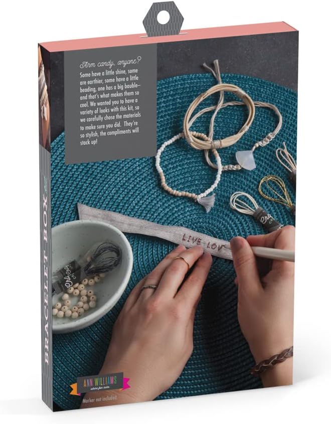 craft crush — bracelet box: neutrals — makes 9 amazing bracelets — crafting kits — for ages 13+, small