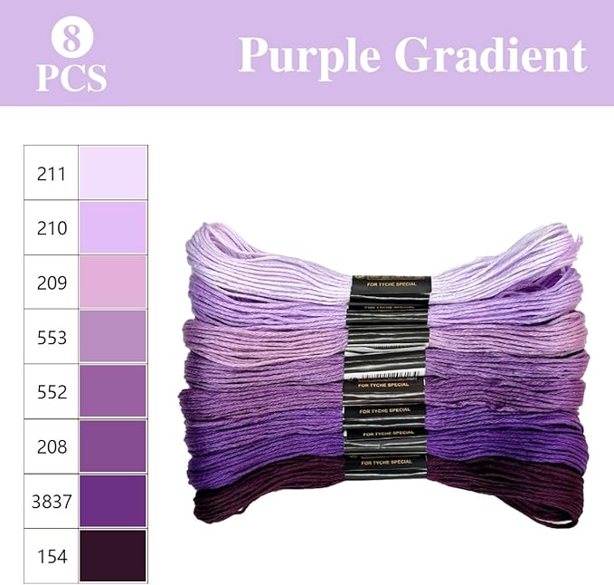 1 Pieces Cross StitchEmbroidery Floss,100% Eco-Cotton Cotton Premium Skeins, Ideal for Arts & Crafts (Purple Series 67981)