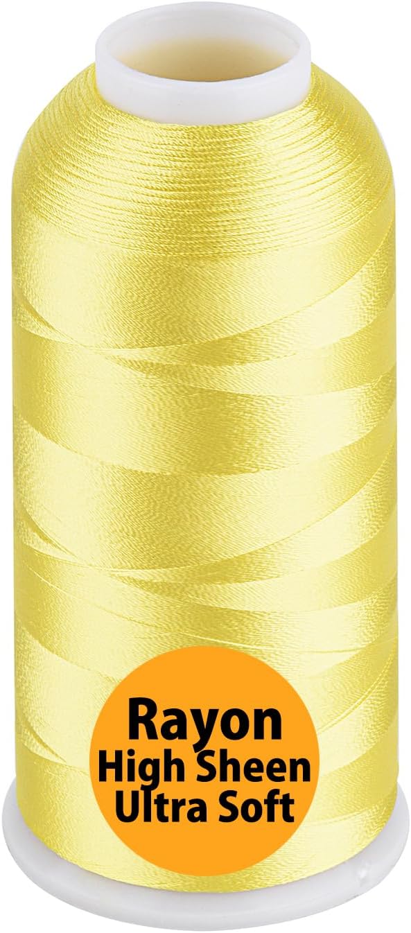 Simthread Rayon Embroidery Thread 5500 Yards, 40wt 100% Rayon Viscose for Commercial and Domestic Machines - Lemon 1023