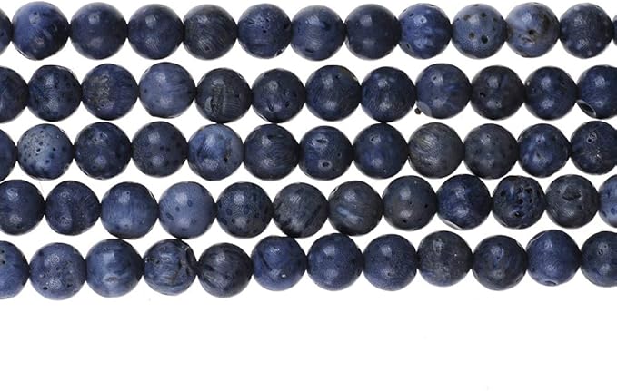6mm Natural Blue Coral Gemstone Round Loose Beads Crystal Stone Bracelet Necklace Accessories Crafts for Jewelry Making DIY,1 Strand 15"