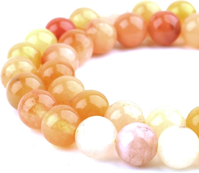 Natural Stone Beads for Jewelry Making - 6mm Gemstone Round Beads for Bracelets(58-60pcs, Golden Silk Jade)