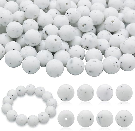 DIYOMR 100Pcs Silicone Beads - 15mm Round Beads for Necklace, Bracelet, Pens & Keychain Making (Gravel)