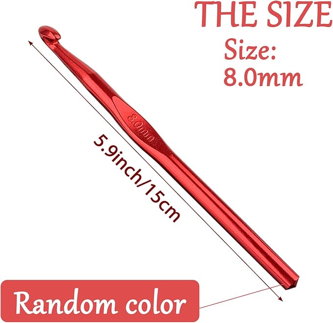8 mm Crochet Hook, Crochet Needles for Yarn, Aluminum Ergonomic Crochet Hooks for Craft Beginners