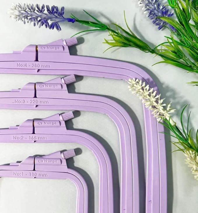 nurge lilac 4 pcs set plastic square embroidery hoop, cross stitch hoops, punch needle hoop , diy craft sewing,abs plastic embroidery hoops