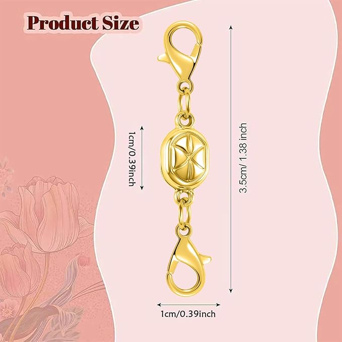 magnetic necklace clasps and closures-magnetic necklace clasp set, double locking design, gold and silver (6pcs gold silver)