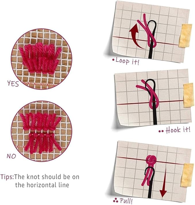 Ylkgogo Latch Hook Pillow Kits DIY Throw Pillow Cover Printed Canvas Needlework Crafts for Beginners and Adults 17" X 17"(Butterfly)