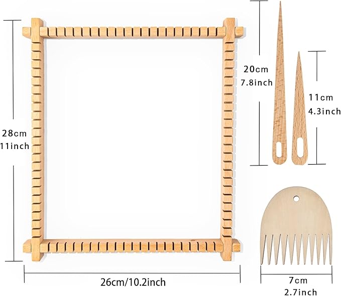 Lemonfilter Weaving Loom for Kids,10 x 11in Large Knitting Frame Arts and Crafts Wooden Weaving Loom Kit for Adult Beginners Gift for Birthday Ages 4 6 7 8-12