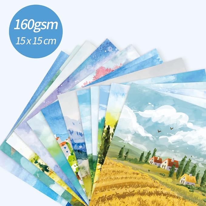 6x6" 160gsm Cardstock Single Sided Scrapbooking 24 Papers Pad Vintage Decoupage Scrapbook Kit Patterned Paper Junk Journal Supplies Journaling Supply Scrap Paper Crafting. Landscape