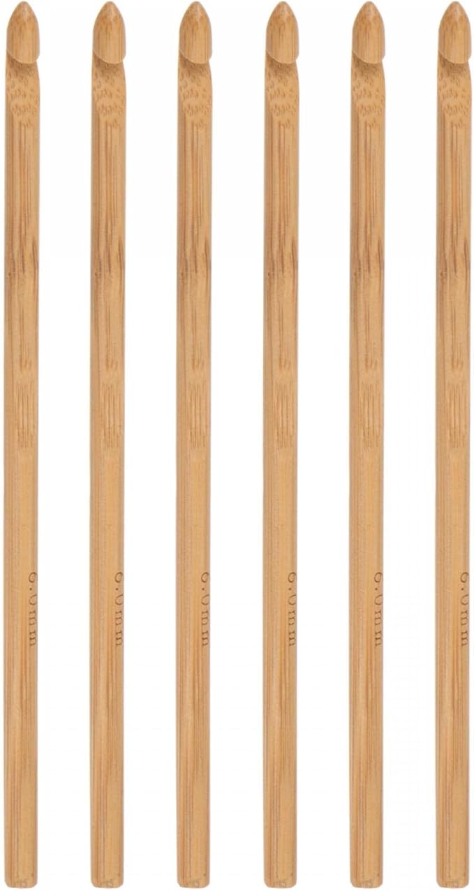 uxcell Wooden Bamboo Crochet Hook 6.0mm US Size J (Size 10) Knitting Needles for DIY Craft Yarn 6Pcs