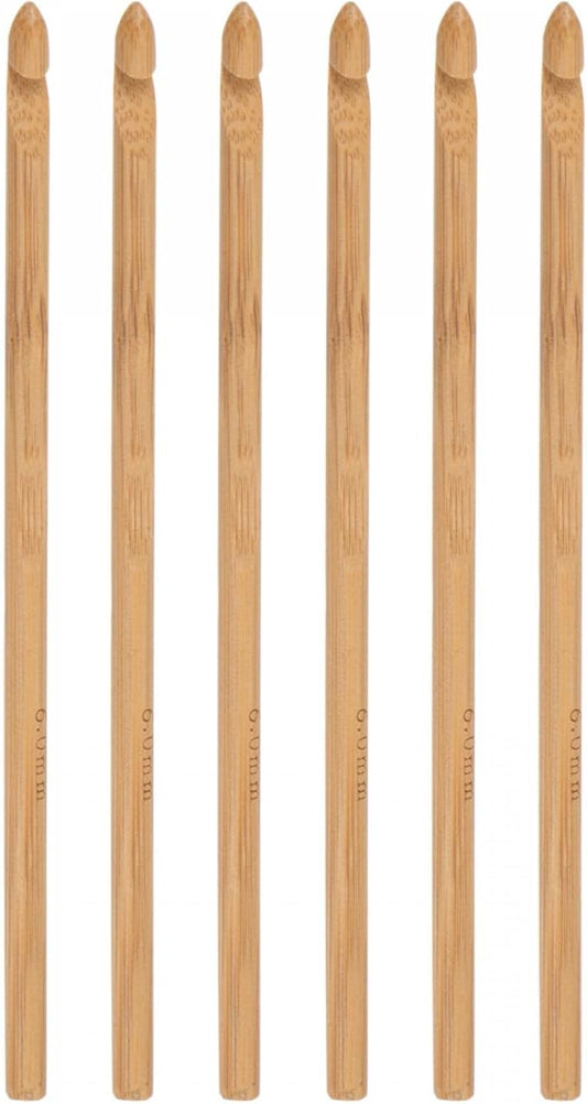 uxcell Wooden Bamboo Crochet Hook 6.0mm US Size J (Size 10) Knitting Needles for DIY Craft Yarn 6Pcs