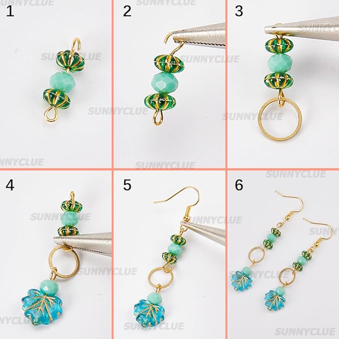 SUNNYCLUE 10 Pairs Bohemian Earring DIY Vintage Earring Charms Acrylic National Style Flowers Leafs Drop Beaded Dangle Fashion Earring for Women Adult Beginners Starters Supplies Craft