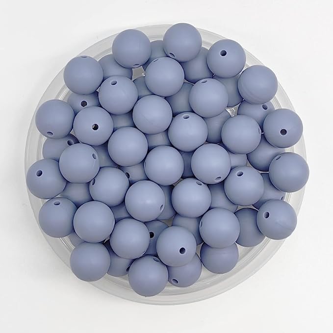 60Pcs 15mm Round Rubber Silicone Bead Bulk Loose Beads Gorgeous Making Kit for Keychain Tassels Necklace Bracelet Jewelry DIY Crafts Making