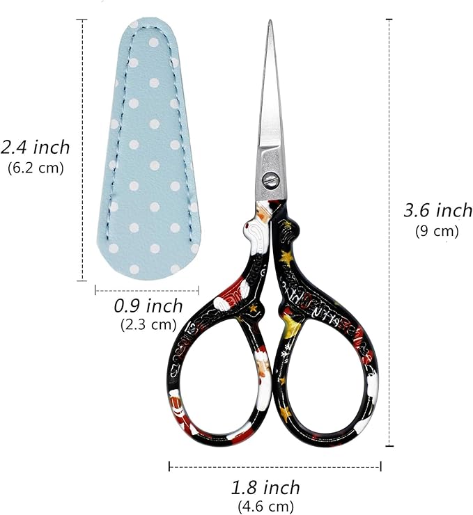 Scissors Small Sewing Scissors 3.6Inch Embroidery Scissor Small Precision with Leather Cover Stainless Steel Scissor for Needle Work Art Work Craft Threading