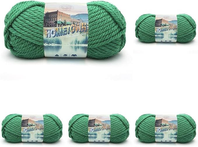 Lion Brand Hometown Yarn - Bulky Yarn for Knitting and Crocheting, 5-Pack, Green Bay