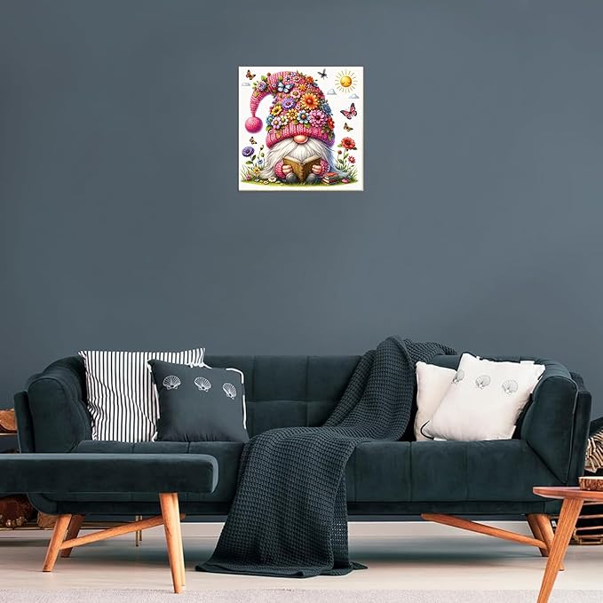 Gnome Stamped Cross Stitch Kits for Adults Beginner, Flowers Counted Cross Stitch Kits Printed Stitching Cute Patterns Dimensions Needlepoint Art Crafts Embroidery Kits for Adults