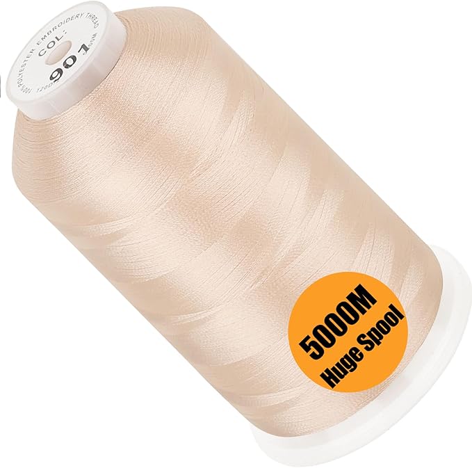 New brothread - Single Huge Spool 5000M Each Polyester Embroidery Machine Thread 40WT for Commercial and Domestic Machines - Flesh