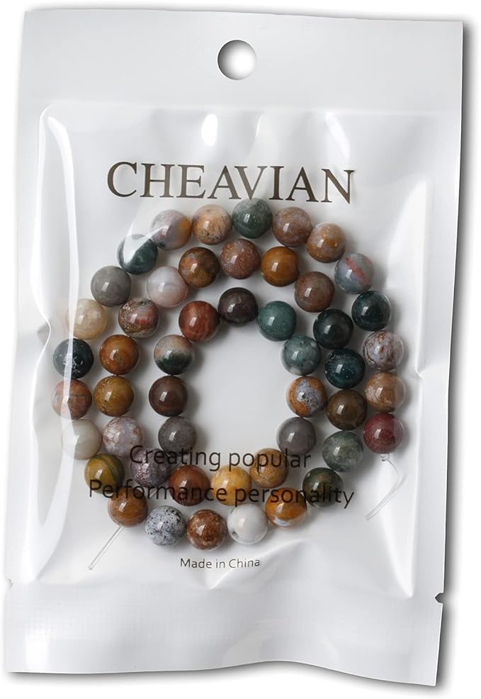 45PCS 8mm Natural Marine Agate Round Loose Beads for Jewelry Making DIY Findings 1 Strand 15"