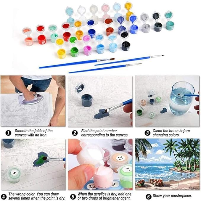 cupmod 6 Packs Colorful Animal Paint by Numbers Kit for Adults,DIY Watercolor Oil Painting by Numbers Kit,Easy Acrylic Adults Paint by Numbers Kit for Home Wall Decor 9.8x13.8inch