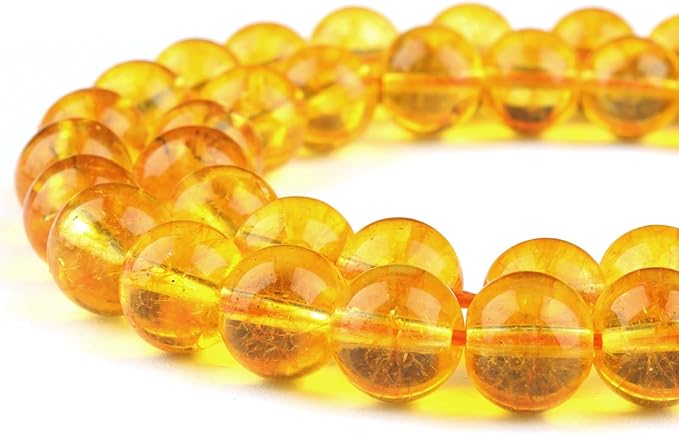 Crystal Beads for Jewelry Making - 8mm Glass Round Craft Beads for Bracelets(45-48pcs, Citrine Crystal)