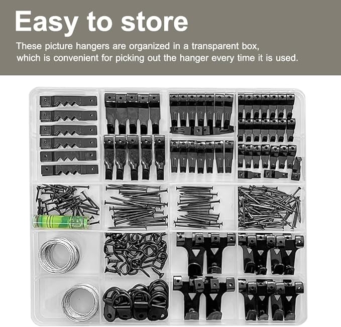 Picture Hanging Kit, 330pcs Picture Hangers, Wall Hangers, Nails for Hanging Pictures, Wall Hanging Kit, Hanging Wire, Screw Eyes, D Ring and Picture Hanging Tool for Frame Canvas Mounting