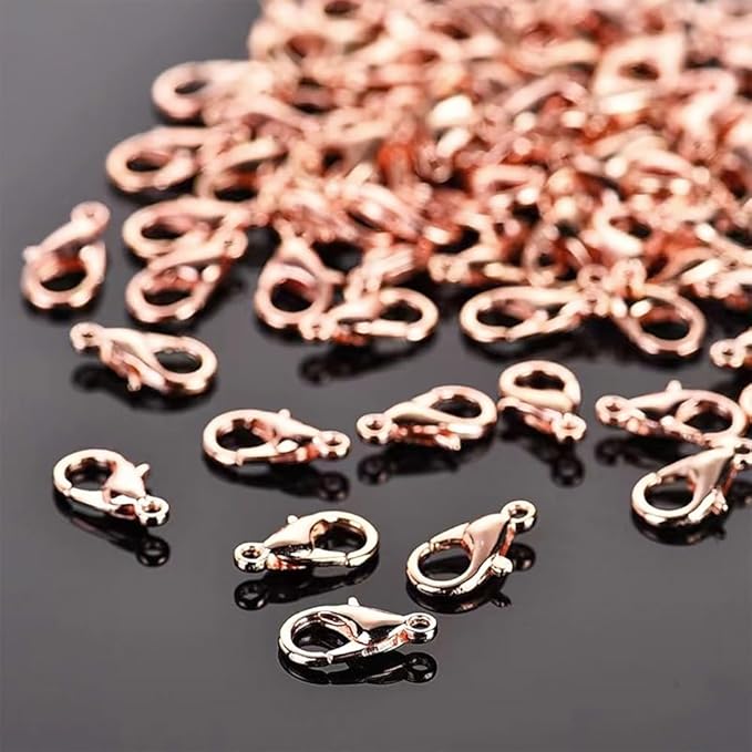 800 Pcs Jewelry Making Accessories Set with 100 Pieces Lobster Claw Clasp 200 Pieces Bead Tips Knot Covers and 500 Pieces Open Jump Ring Connectors DIY Jewelry Making Supplies(Rose Gold)