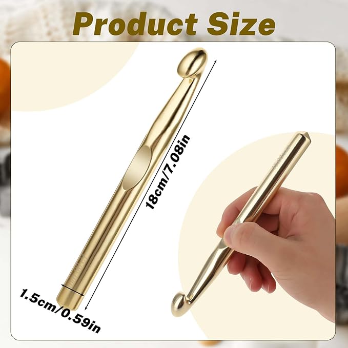 Large Metal Crochet Hooks - 15mm Giant & Huge Hook Set - Ergonomic Yarn Weaving Tools for Carpets, Blankets & Shawls