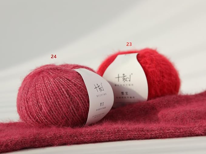 Snowbaby Wool Acrylic Blend Long Pile Yarn,(Worsted) Warm and Luxurious Fuzzy Yarn for Knitting and Crocheting DIY Hats Scarves Sweaters, 2 * 3.52oz/100g 207yds(23-Bright Red)